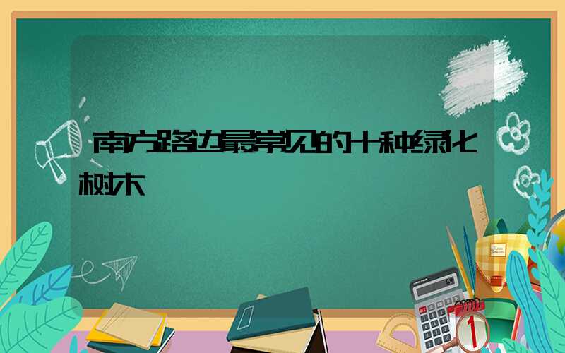南方路边最常见的十种绿化树木