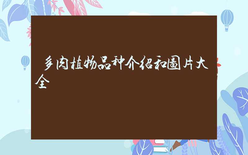 多肉植物品种介绍和图片大全