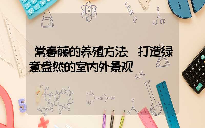 常春藤的养殖方法:打造绿意盎然的室内外景观