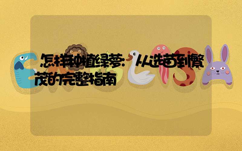 怎样种植绿萝:从选苗到繁茂的完整指南