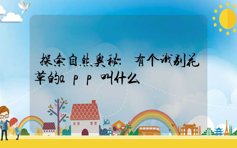 探索自然奥秘：有个识别花草的app叫什么