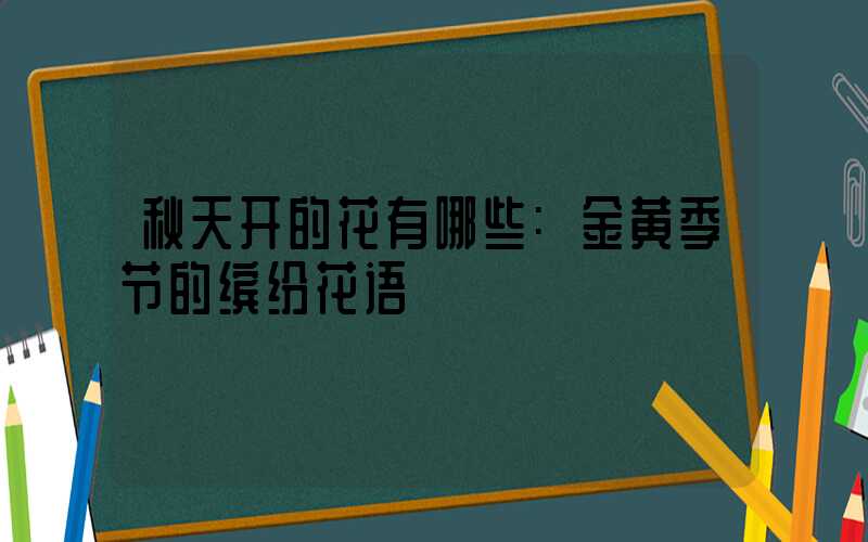秋天开的花有哪些:金黄季节的缤纷花语
