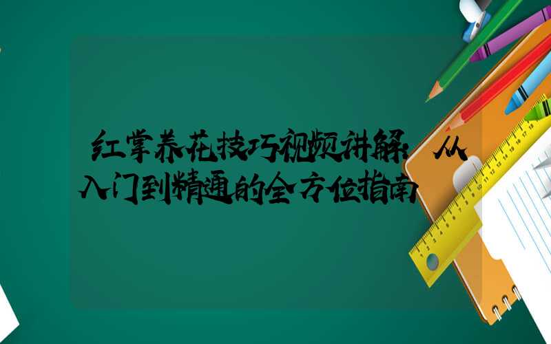 红掌养花技巧视频讲解:从入门到精通的全方位指南