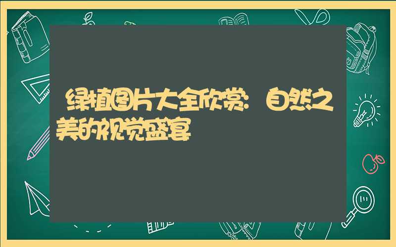 绿植图片大全欣赏:自然之美的视觉盛宴