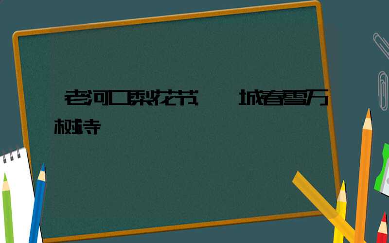 老河口梨花节:一城春雪万树诗