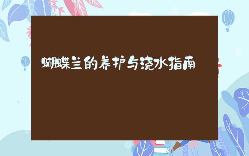 蝴蝶兰的养护与浇水指南
