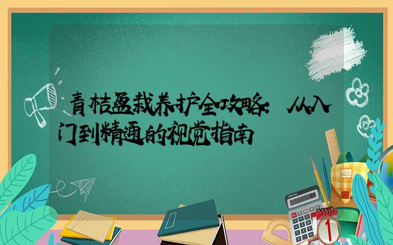 青桔盆栽养护全攻略：从入门到精通的视觉指南