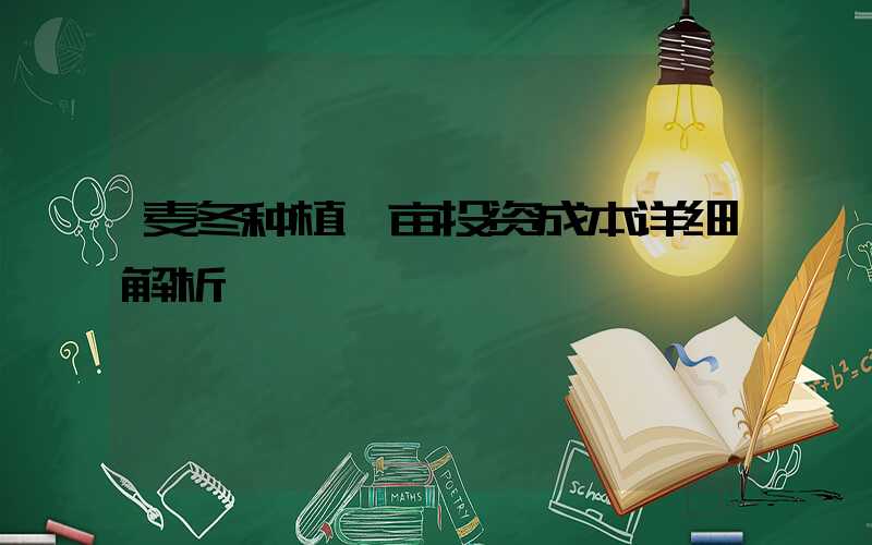 麦冬种植一亩投资成本详细解析